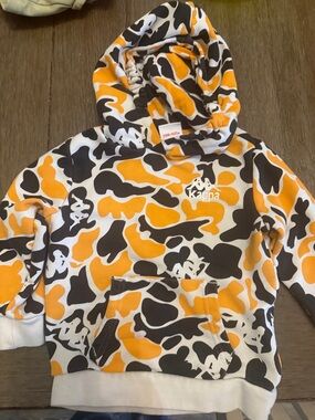 Kappa Orange, Black & White Camo Kids Hoodie